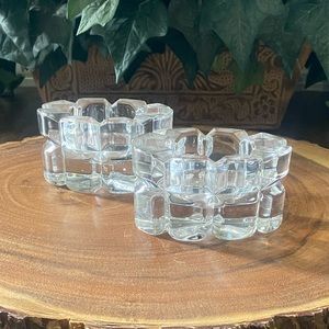 Pair of Vintage Mikasa Crystal Ashtrays/Candle Holders